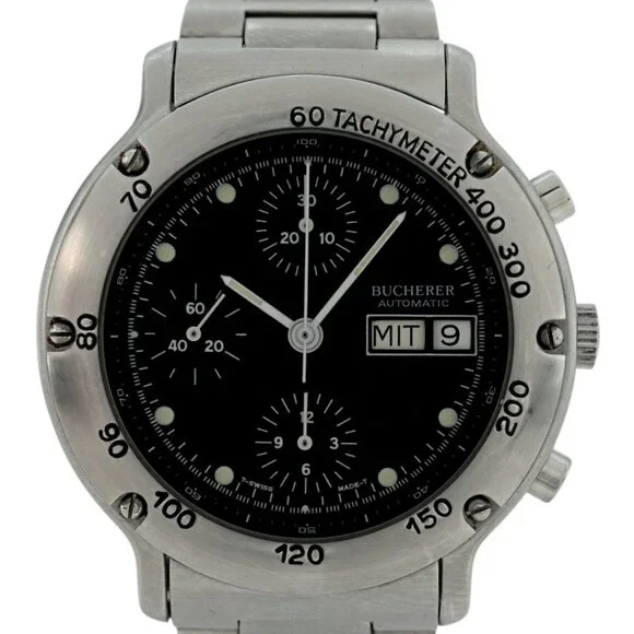 Bucherer 40mm Men's Automatic 7750 Chronograph Day-Date SS Watch